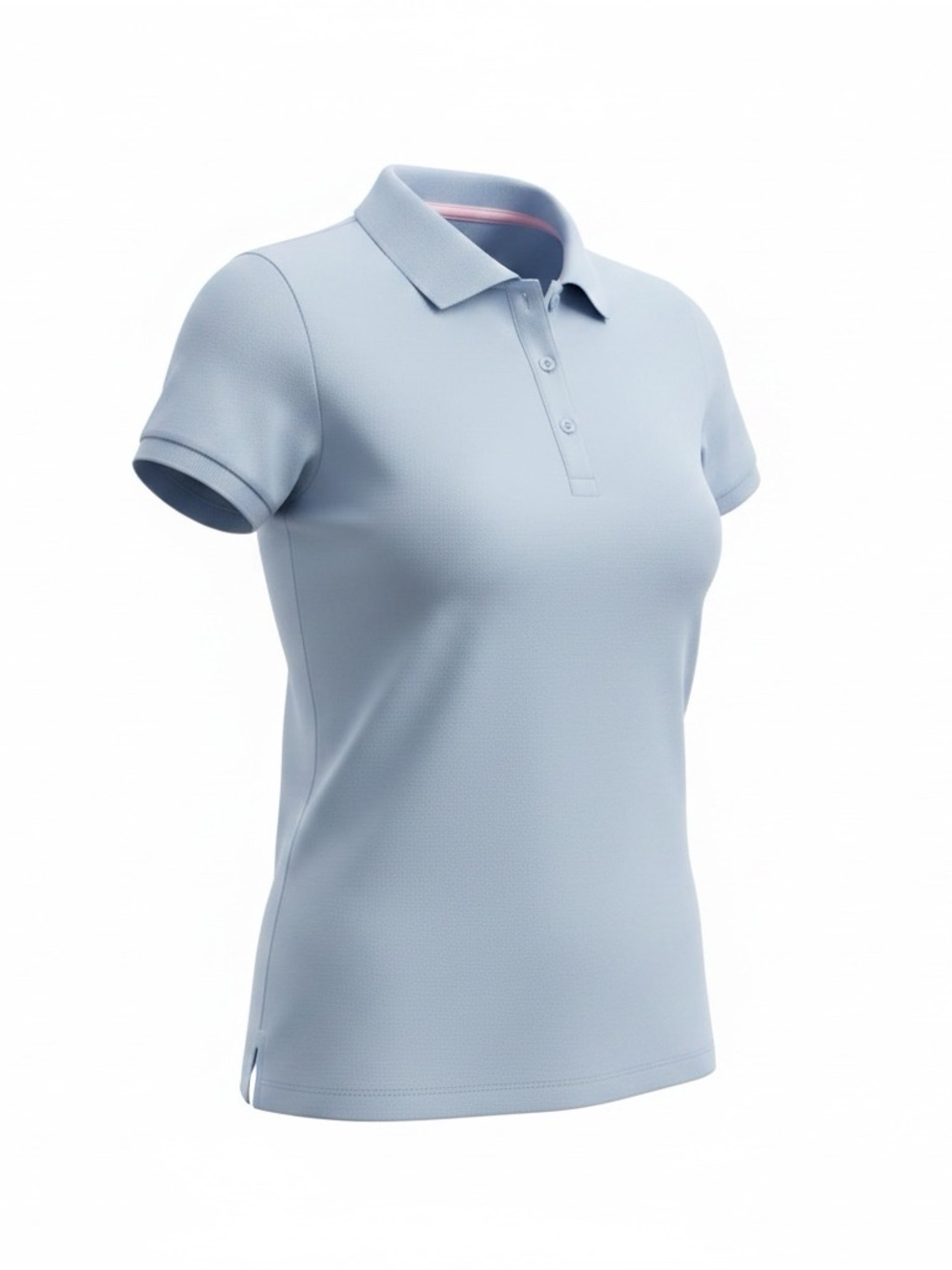 Women's Light Blue Button-Down Polo Shirt - Tailored Short Sleeve